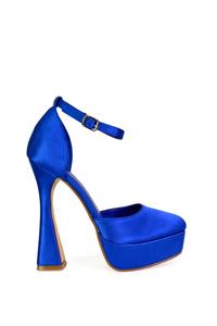 Атласные свадебные туфли на высоком каблуке 'Leonardo' на платформе XY London, синий