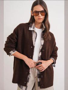 MixRay Кардиган оверсайз в коричневом