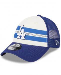 Мужская белая кепка Royal Los Angeles Dodgers Team Stripe Trucker 9Forty Snapback New Era