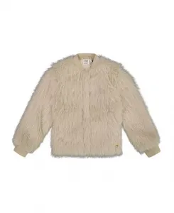 Короткое детское пальто из искусственного меха для девочек. Deux Par Deux, бежевый
