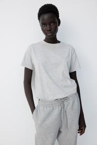 Хлопковая футболка H&M, серый