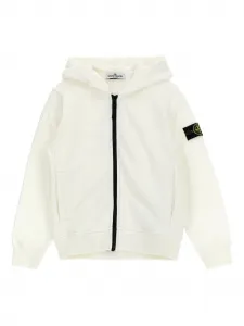 Худи на молнии с логотипом Stone Island Junior, белый