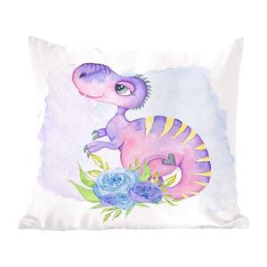 MuchoWow декоративная подушка диванная подушка гостиная декоративная подушка 40 х 40 см динозавр - детская комната - акварель - для девочек - детский - розовый - чехлы на диванные подушки - без наполнителя