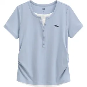 Футболка женская Henry Collar Moderate Mock Two Piece GAP, синий