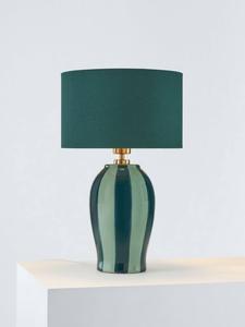 Керамическая настольная лампа Burano в полоску John Lewis, Teal/Sophia Green