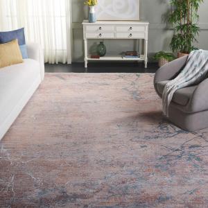 Ковер SAFAVIEH, 305 x 427 см, Signature Collection, Blue/Grey Brown, геометрический рисунок, идеален для помещений с высокой проходимостью в гостиной, спальне, столовой (SIG810M)