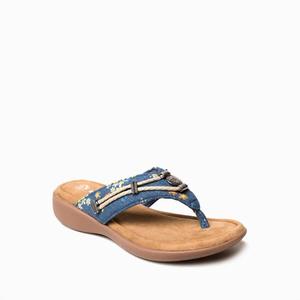 Women's Silverthorn 360 Toe Post Sandal In Floral Denim Minnetonka
