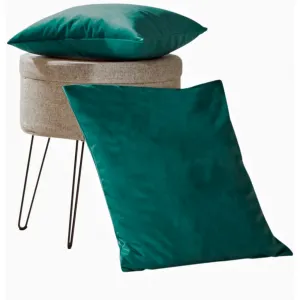 Декоративная подушка Valentin с эффектом бархата, велюр, однотонная, наволочка без наполнителя Weckbrodt, изумрудный/однотонный