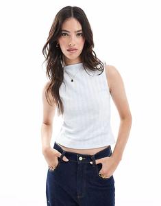 Топ ASOS DESIGN с вырезом-лодочкой и глубоким вырезом на спине нежно-голубого цвета