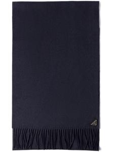 Шарф из шелка и кашемира с логотипом Prada, синий