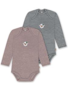 Normani Outdoor Sports Комплект из 2 детских боди с длинными рукавами из мериносовой шерсти, цвет Окленд, розовый/серый