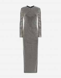 Длинное платье из сетки с кристаллами Dolce & Gabbana, серебряный