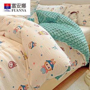 Fuanna Одеяло 150х200 см, вес 1,75 кг, двухслойный муслин с лицевой стороны, велюр с изнанки