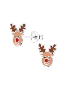 Alexander York Серьги-гвоздики в виде оленей из серебра 925 пробы, комплект из 2 штук