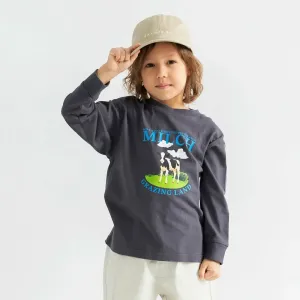 Футболка с длинными рукавами с различными графическими принтами Branshes, цвет 78: Charcoal Gray