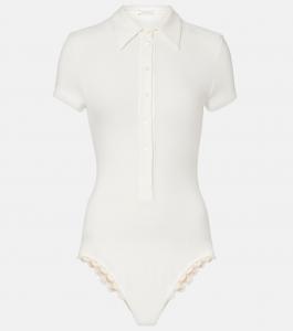 Боди из хлопковой смеси с отделкой крючком Magda Butrym, кремовый