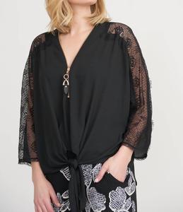 Черный кружевной топ с завязками на плечах Joseph Ribkoff