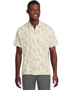 Мужская рубашка L.L.Bean Lakewashed Performance Button Front с коротким рукавом, классический крой, принт, Sailcloth Scenic