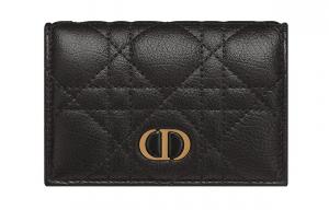 DIOR Кардхолдер из мягкой телячьей кожи миниатюрный женский черный