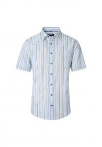 Повседневная рубашка с коротким рукавом в полоску свободного покроя Casamoda, голубой