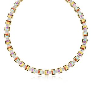 Колье Ross-Simons в стиле ар-деко с несколькими драгоценными камнями и черной эмалью из 18-каратного золота поверх стерлингового серебра Ross-Simons, 18 In