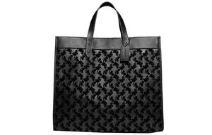 Сумка-шоппер Coach из холста с кожаными и замшевыми вставками, мужская, черно-желтая