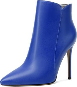 Женские ботильоны Soireelady на шпильке, с закрытым носком, высокие каблуки, ботильоны с молнией, элегантные ботинки на каблуке для осени и зимы, Matte Royal-Blue