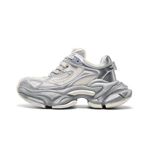 CHERYKALLY Сверкающие серебряные противоскользящие дышащие устойчивые к износу утолщенные кроссовки с амортизацией Time Swirl для увеличения роста унисекс, цвет Shimmering Silver