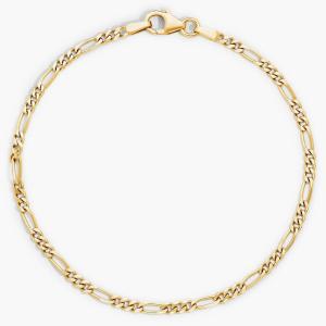 Браслет-цепочка Figaro длиной 7 дюймов из цельного итальянского желтого золота 14 карат (2,4 мм) Blue Nile