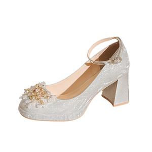 BIGTREE Женские туфли на платформе с массивным каблуком серебристые, цвет Silver