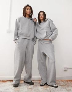 Спортивные брюки-джоггеры Reclaimed Vintage унисекс, плотные, широкие, серого меланжевого цвета