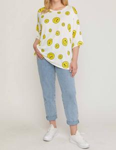 Топ с веселым принтом плюс размера в белом цвете Entro