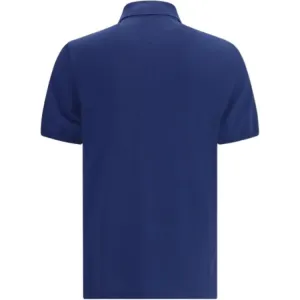 Поло из хлопка с вышивкой Brunello Cucinelli, синий