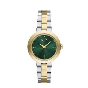 ARMANI EXCHANGE Часы AE Armani Wrist Watch Quartz Movement Stainless Steel Strap Green Dial Women's Watch, Green