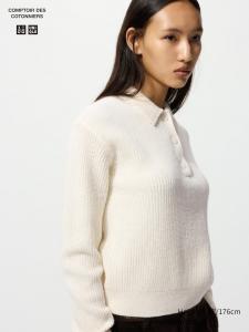 Джемпер поло из шерстяной смеси Uniqlo, 01 off white