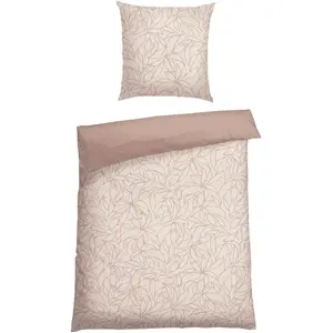 Двустороннее постельное белье Schiesser «Листья из мягкого хлопка с простым ботаническим принтом», «Сделано в зеленом цвете», серо-коричневый