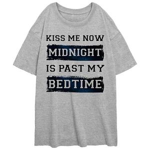 Женская футболка oversized с принтом Kiss Me Now Midnight Is Past My Bedtime Unbranded