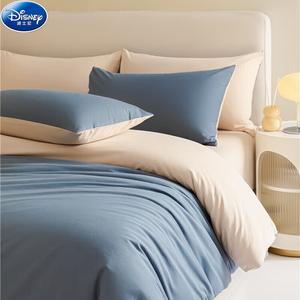 Disney Комплект постельного белья 4 предмета, простыня на резинке 180х200 см, пододеяльник 180х220 см, цвет Deep Blue + Milk Coffee