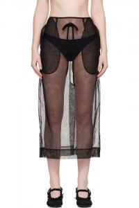 Simone Rocha Черная полупрозрачная юбка-карандаш прямого кроя с бахромой