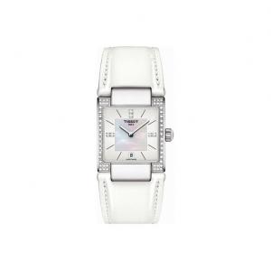 TISSOT Часы T LADY Series T02 Collection Quartz Movement Women's Watch 31.6mm White Dial Stainless Steel Case Leather Strap