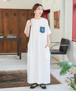 Платье из денима с короткими рукавами и карманами (платье-футболка) из лимитированной коллекции, сшитое на заказ.