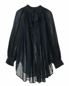 Блузка из хлопкового вуаля со складками Plain People, цвет Navy