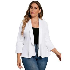 Женский блейзер плюс сайз с открытой застежкой для офиса Seoria, White
