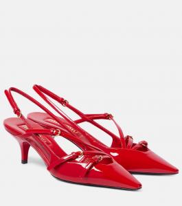 Лаковые туфли-лодочки на ремешке Miu Miu, Rosso