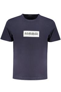 Мужская футболка Napapijri хлопковая с контрастным принтом, темно-синий