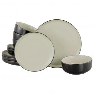 Мой домашний сервиз Tafelservice современный набор посуды, сервис Östra Greda высокая прочность, подходит для посудомоечной машины и микроволновой печи My Home, Black & Sand