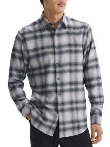 Рубашка из фланели Irving Shadow в клетку Theory, цвет Vapor Melange