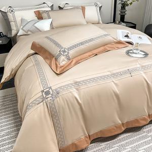 LUOLAI HOME Простыня 180 см с простыней на резинке, пододеяльник 220x240 см, туланка оранжевый, категория A, длинноволокнистый хлопок