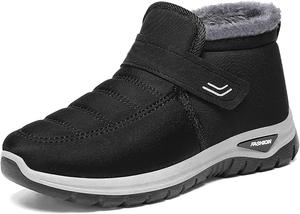 Женские зимние водонепроницаемые ботинки на снег, удобные с меховой подкладкой, на бедро, нескользящие, короткие уличные ботильоны Generic, Black - B