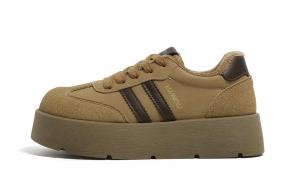 HUANQIU Термические низкие кеды Casual для женщин, увеличивающие высоту покрытия, Brown